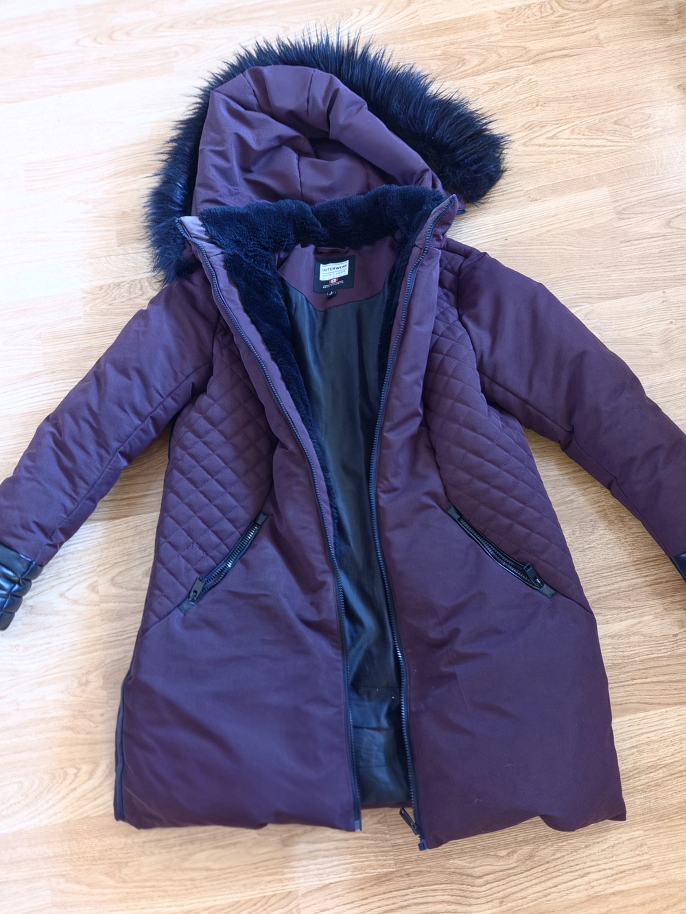 Womens Burgundy Point Zero Puffer Jacket Size Large
